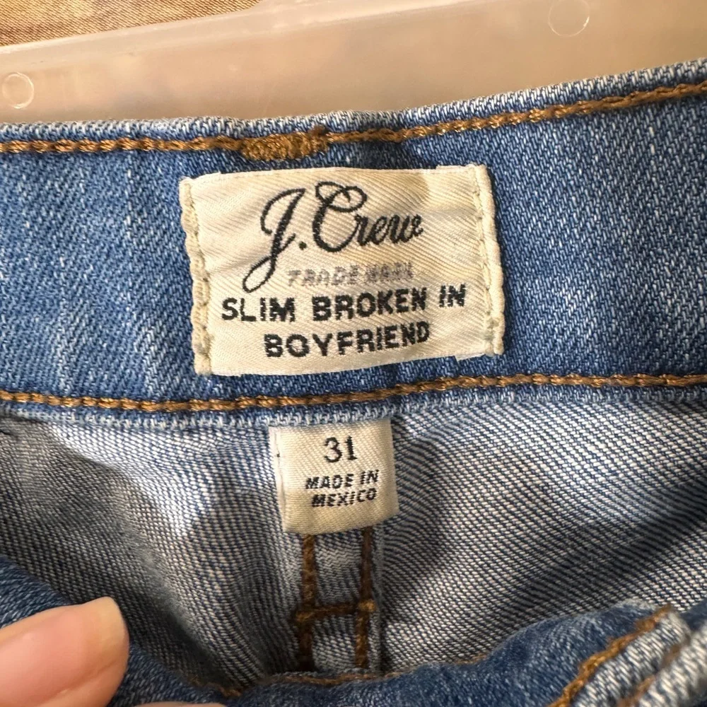 J. Crew Slim Broken In Boyfriend Jeans Trafford Wash 31‎ High Rise Distressed